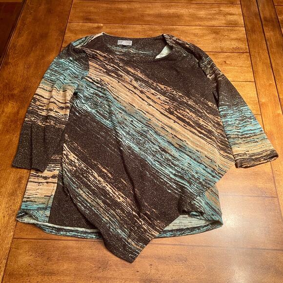 2 Different JM Collection Pullover Tops Womens Sz L Multicolor + Glitter R8A33 - Picture 6 of 16